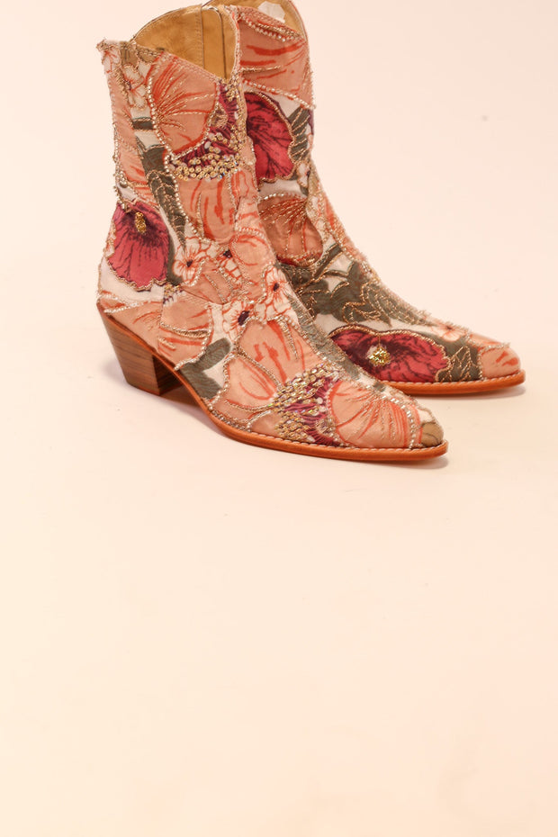 SEQUIN SILK EMBROIDERED BOOTS BALVE - sustainably made MOMO NEW YORK sustainable clothing, slow fashion