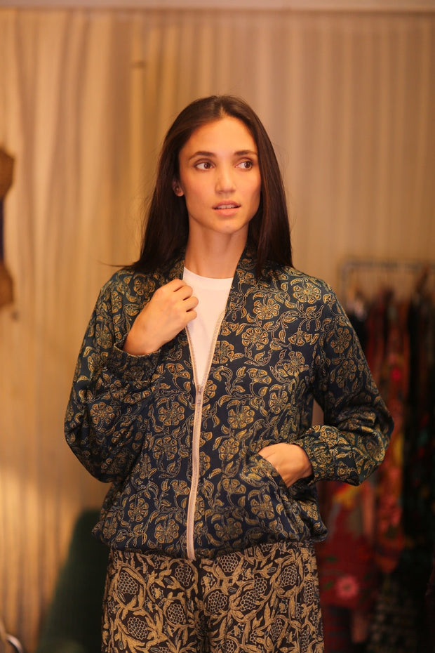 SILK BOMBER ANCHA JACKET AMADA - sustainably made MOMO NEW YORK sustainable clothing, coatandjacket slow fashion