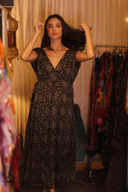 SILK DRESS VICTORIA BROWNY - sustainably made MOMO NEW YORK sustainable clothing, bestseller slow fashion