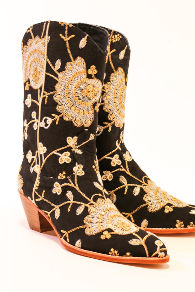 SILK EMBROIDERED BOOTS CIHANGIR - sustainably made MOMO NEW YORK sustainable clothing, slow fashion