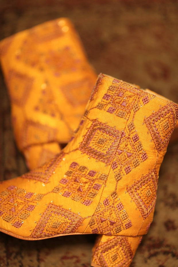 SILK EMBROIDERED BOOTS KINDRA - sustainably made MOMO NEW YORK sustainable clothing, boots slow fashion