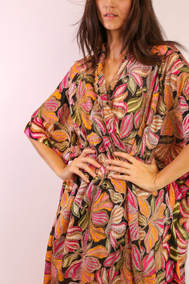 SILK EMBROIDERED KIMONO MAE - sustainably made MOMO NEW YORK sustainable clothing, slow fashion