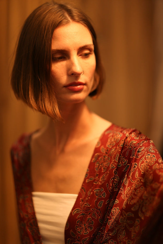 SILK HAND BLOCK PRINT KIMONO PINA BOENZA - MOMO STUDIO BERLIN - Berlin Concept Store - sustainable & ethical fashion