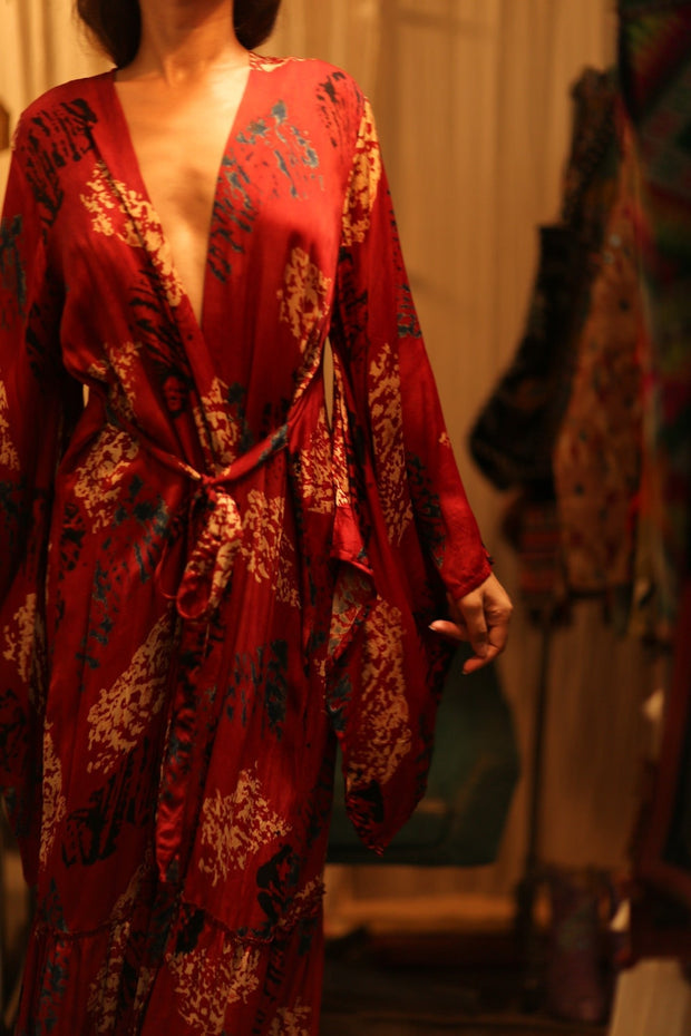 SILK KIMONO PINA RED JEAN - MOMO STUDIO BERLIN - Berlin Concept Store - sustainable & ethical fashion