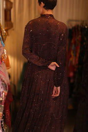 SILK MAXI BUTTONED DRESS LOA BROWNIE - sustainably made MOMO NEW YORK sustainable clothing, Boho Chic Dress slow fashion