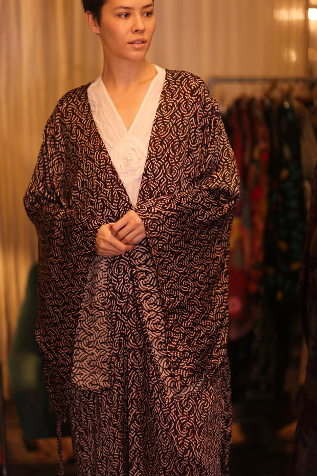 SILK WING KIMONO PINA MAZE - sustainably made MOMO NEW YORK sustainable clothing, handmade slow fashion