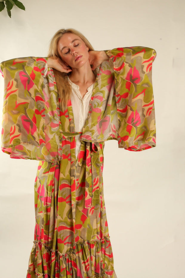 SILK XL KIMONO REEMA - sustainably made MOMO NEW YORK sustainable clothing, Kimono slow fashion