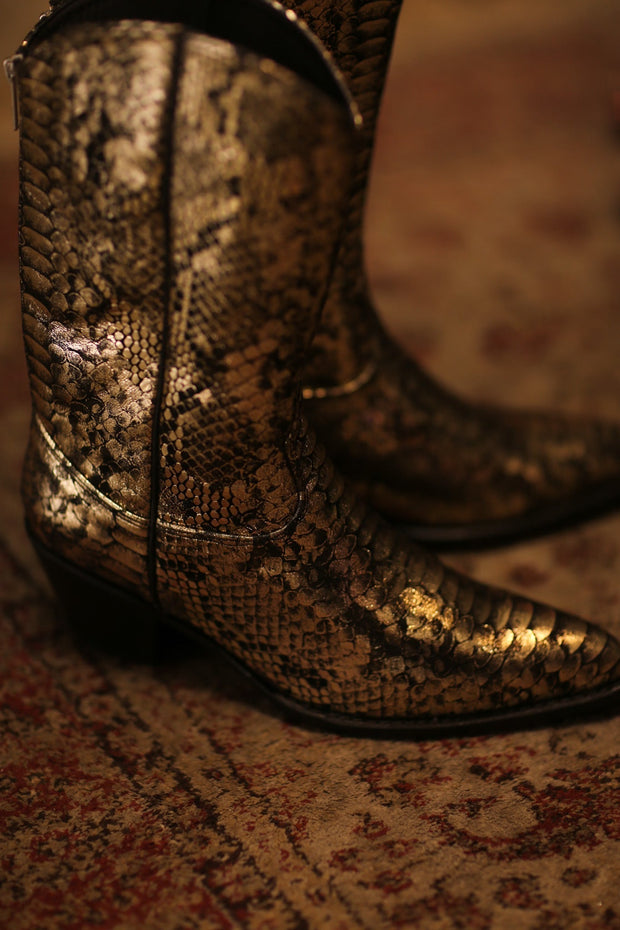 SNAKE PRINT WESTERN BOOTS SANU - sustainably made MOMO NEW YORK sustainable clothing, boots slow fashion