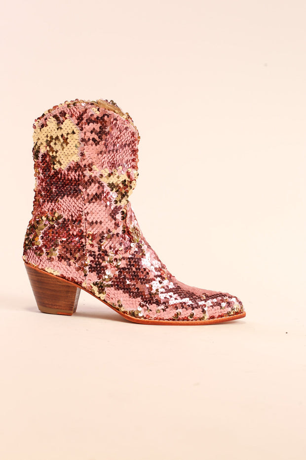 TWO TONE SEQUIN BOOTS TAHSI - sustainably made MOMO NEW YORK sustainable clothing, slow fashion