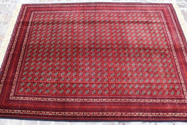 6.9 x 5.0 feet Vintage Afghan Beljik, Bokhara Carpet,Handmade Afghan Rug, - sustainably made MOMO NEW YORK sustainable clothing, rug slow fashion