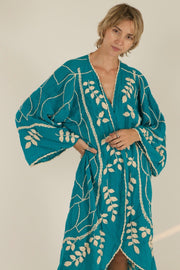 ACHELOUS OCEAN EMBROIDERED KIMONO - sustainably made MOMO NEW YORK sustainable clothing, Kimono slow fashion