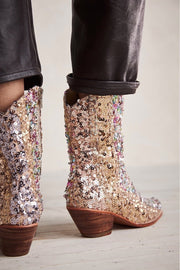 ASTERIA SEQUIN ANKLE BOOTS X FREE PEOPLE - sustainably made MOMO NEW YORK sustainable clothing, boots slow fashion