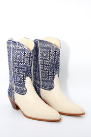 BATIK INDIGO WESTERN BOOTS MOLI - sustainably made MOMO NEW YORK sustainable clothing, boots slow fashion
