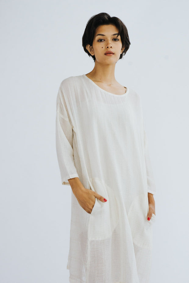COTTON DRESS STELLA - sustainably made MOMO NEW YORK sustainable clothing, kaftan slow fashion