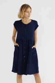 COTTOn LINEN DRESS HEIDI - sustainably made MOMO NEW YORK sustainable clothing, kaftan slow fashion
