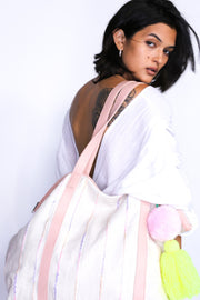 COTTON LINEN TOTE BAG BASSY - sustainably made MOMO NEW YORK sustainable clothing, offer slow fashion