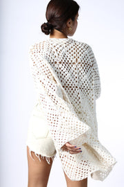 CROCHET CARDIGAN KIMONO JACKET HADID - sustainably made MOMO NEW YORK sustainable clothing, crochet slow fashion