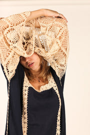 CROCHET SLEEVES KAFTAN HANNELI - sustainably made MOMO NEW YORK sustainable clothing, dress slow fashion