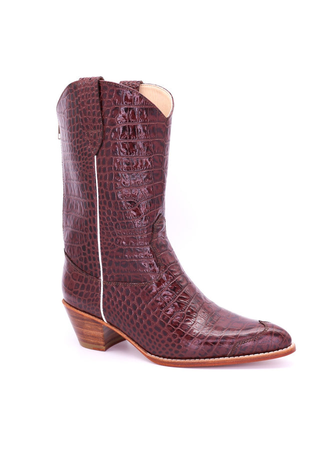 CROCODILE EMBOSSED CLEAN COWBOY BOOTS MICHELLE - sustainably made MOMO NEW YORK sustainable clothing, boots slow fashion