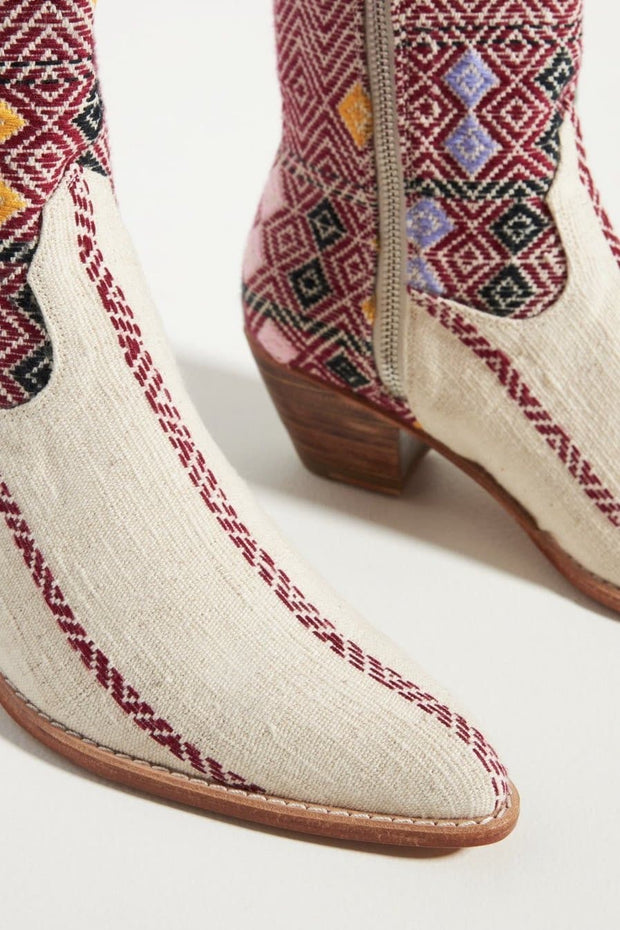 DIAMOND EMBROIDERED WESTERN BOOTS X ANTHROPOLOGIE - sustainably made MOMO NEW YORK sustainable clothing, boots slow fashion