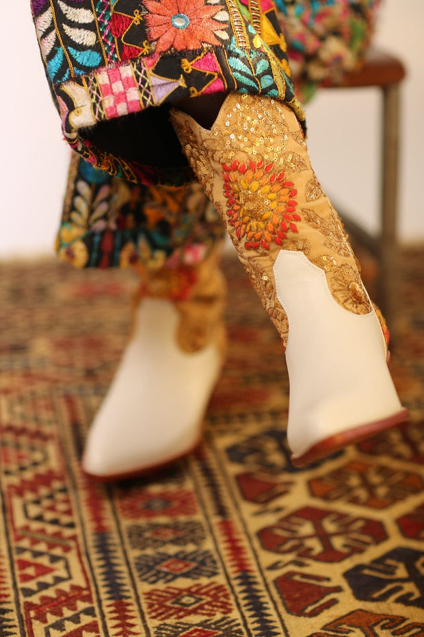 EMBROIDERED BOOTS ABBY - sustainably made MOMO NEW YORK sustainable clothing, boots slow fashion