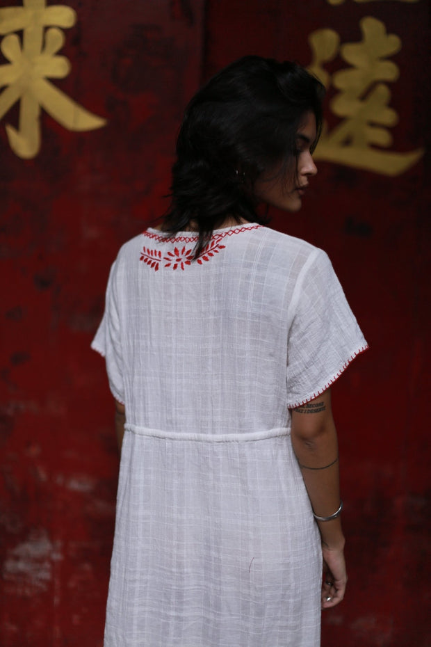 Embroidered Dress Andine - sustainably made MOMO NEW YORK sustainable clothing, kaftan slow fashion