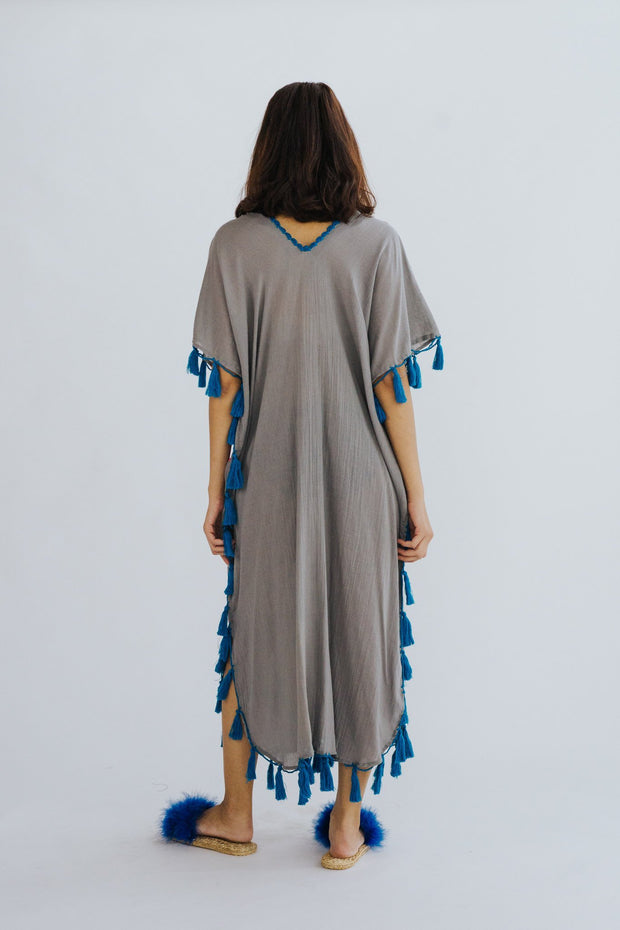 EMBROIDERED KAFTAN DRESS CORNELIA - sustainably made MOMO NEW YORK sustainable clothing, kaftan slow fashion