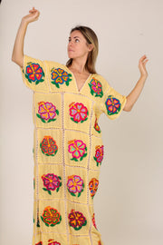 EMBROIDERED KAFTAN DRESS JOSIN - sustainably made MOMO NEW YORK sustainable clothing, kaftan slow fashion