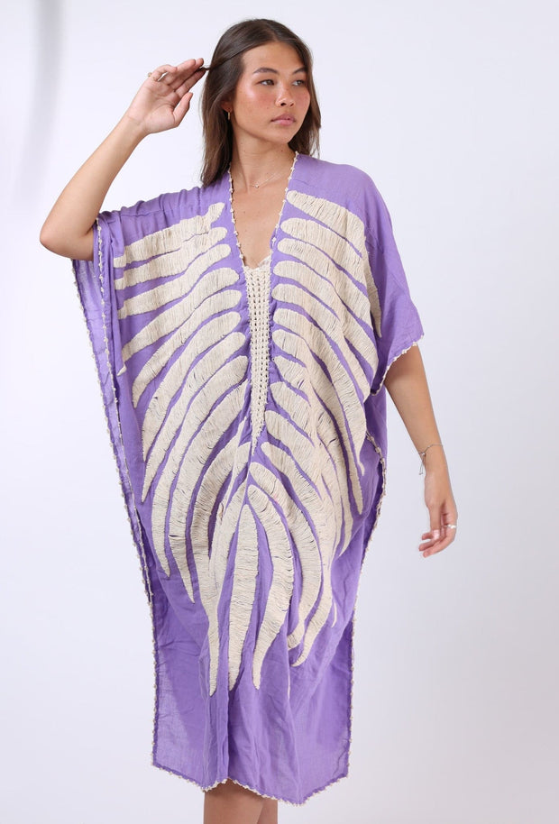 EMBROIDERED KAFTAN DRESS MARIE CLAIRE - sustainably made MOMO NEW YORK sustainable clothing, kaftan slow fashion