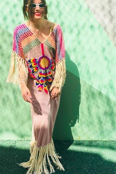 Embroidered Kaftan Lulu - sustainably made MOMO NEW YORK sustainable clothing, Boho Chic slow fashion