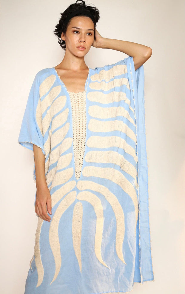 EMBROIDERED KAFTAN MARIE CLAIRE - sustainably made MOMO NEW YORK sustainable clothing, kaftan slow fashion