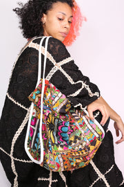 EMBROIDERED PATCHWORK BAG ROWAN - sustainably made MOMO NEW YORK sustainable clothing, samplesale1022 slow fashion