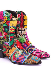 EMBROIDERED PATCHWORK BOOTS GINALYN (BLACK) - sustainably made MOMO NEW YORK sustainable clothing, boots slow fashion