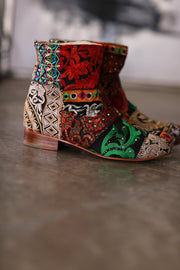 EMBROIDERED PATCHWORK BOOTS ROMY - sustainably made MOMO NEW YORK sustainable clothing, boots slow fashion