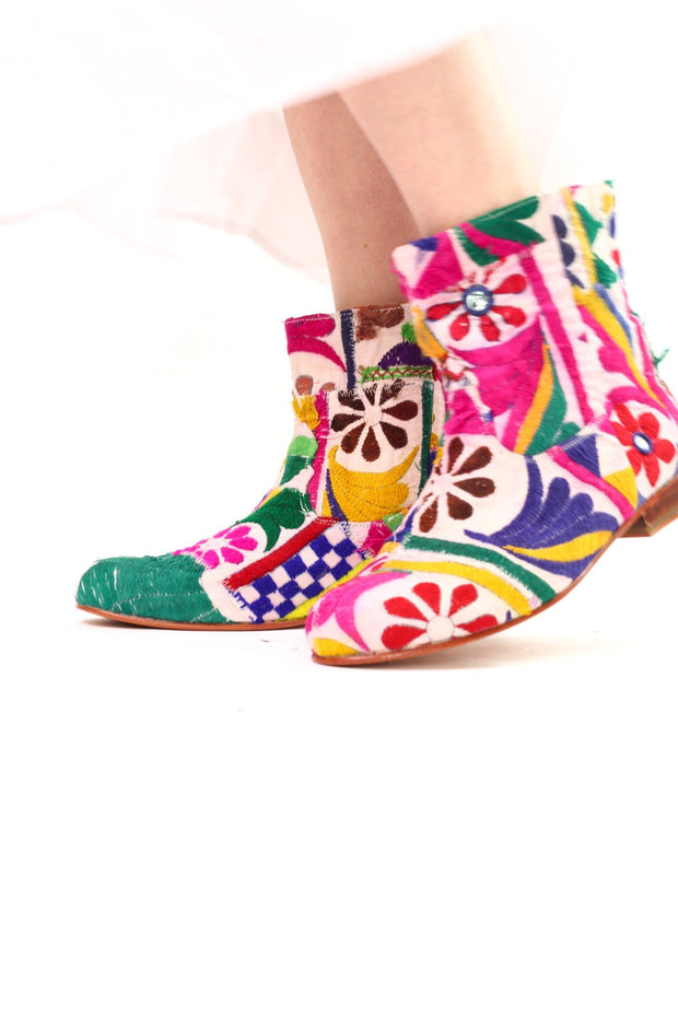 Embroidered Patchwork Boots Romy - sustainably made MOMO NEW YORK sustainable clothing, offer slow fashion