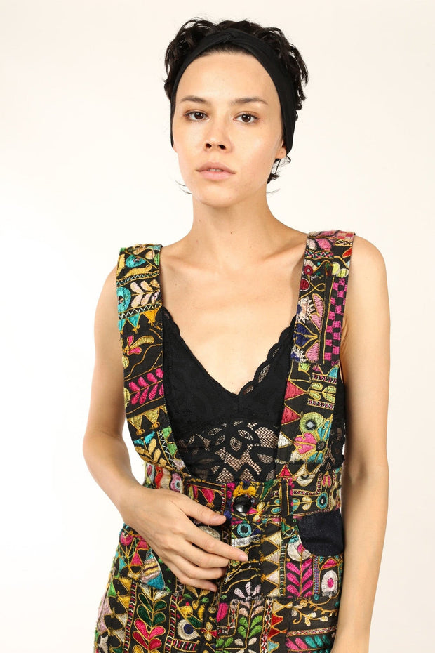 EMBROIDERED PATCHWORK JUMPSUIT HENRY - sustainably made MOMO NEW YORK sustainable clothing, fall22 slow fashion