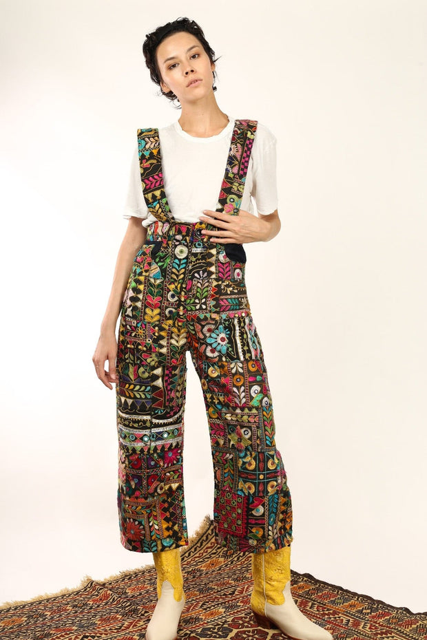 EMBROIDERED PATCHWORK JUMPSUIT HENRY - sustainably made MOMO NEW YORK sustainable clothing, fall22 slow fashion