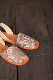 EMBROIDERED SILK SANDALS MARIE - sustainably made MOMO NEW YORK sustainable clothing, slow fashion