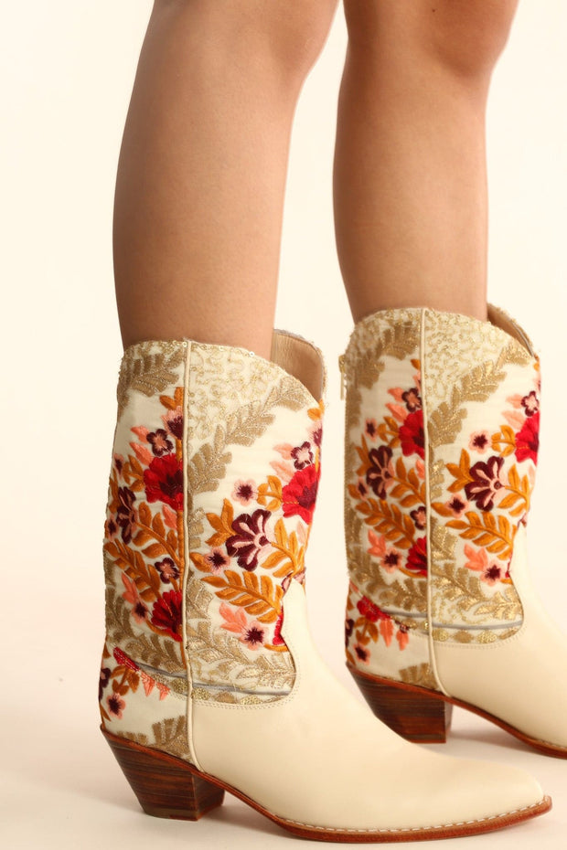 EMBROIDERED SILK WESTERN BOOTS ANILES - sustainably made MOMO NEW YORK sustainable clothing, boots slow fashion