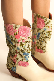 EMBROIDERED WESTERN FABRIC BOOTS WANISA - sustainably made MOMO NEW YORK sustainable clothing, boots slow fashion