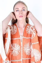 FLORA HAND CROCHET KIMONO - sustainably made MOMO NEW YORK sustainable clothing, crochet slow fashion