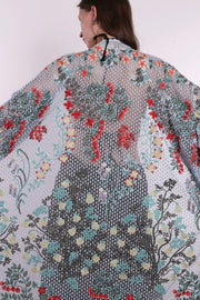 FLOWER COMB LIGHT BLUE COLOR KIMONO - sustainably made MOMO NEW YORK sustainable clothing, kimono slow fashion
