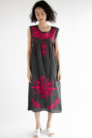 Hand Embroidered Boho Dress Helen - sustainably made MOMO NEW YORK sustainable clothing, Boho Chic slow fashion
