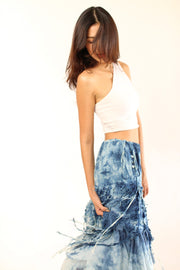 INDIGO HAND DYE SKIRT PINIA - sustainably made MOMO NEW YORK sustainable clothing, skirt slow fashion