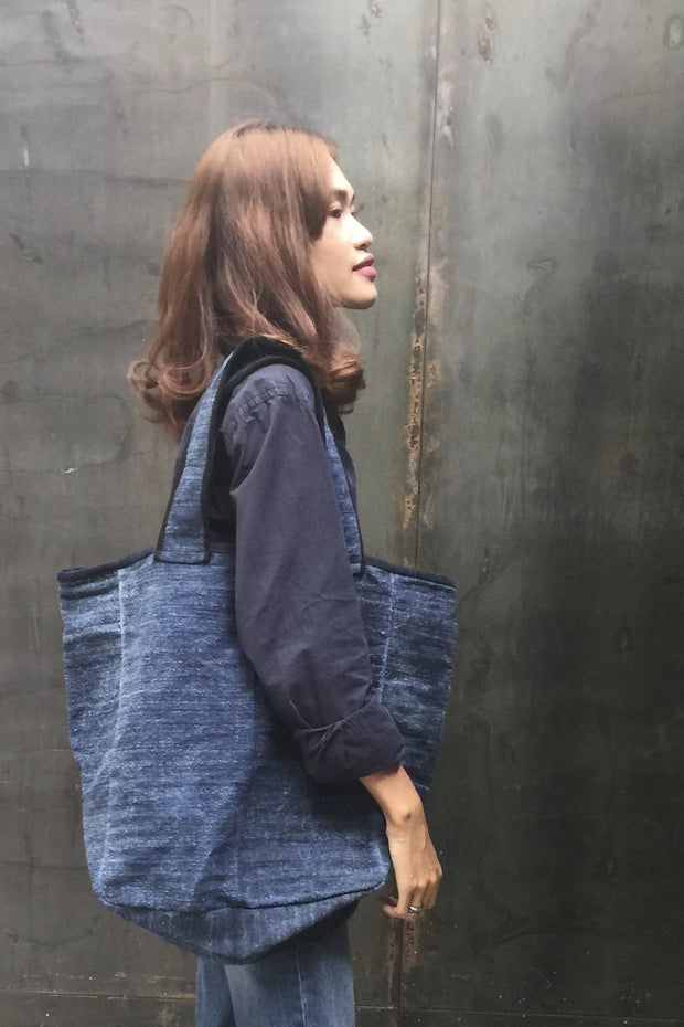 INDIGO HEMP BAG HANNUH - sustainably made MOMO NEW YORK sustainable clothing, saleojai slow fashion