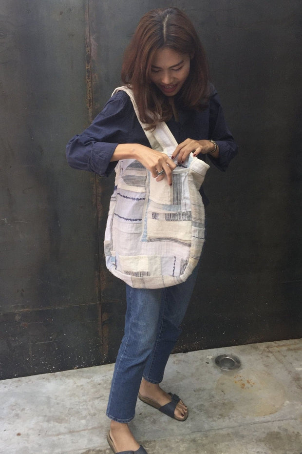 INDIGO HEMP SHOULDER BAG IRIS - sustainably made MOMO NEW YORK sustainable clothing, saleojai slow fashion