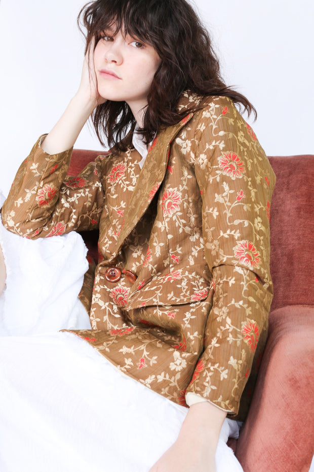 Jacket Frida in Flower Silk print - sustainably made MOMO NEW YORK sustainable clothing, offer slow fashion