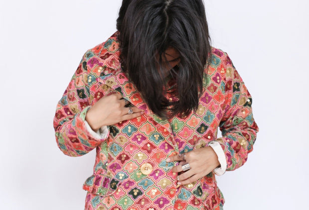 Jacket Frida Velvet Embroidered Sequin - sustainably made MOMO NEW YORK sustainable clothing, fall22 slow fashion