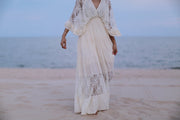 KAFTAN LACE COTTON DRESS LUNA - sustainably made MOMO NEW YORK sustainable clothing, dress slow fashion