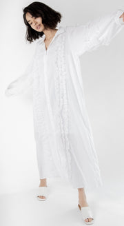 Kaftan Lace Detail Dress Homer - sustainably made MOMO NEW YORK sustainable clothing, kaftan slow fashion